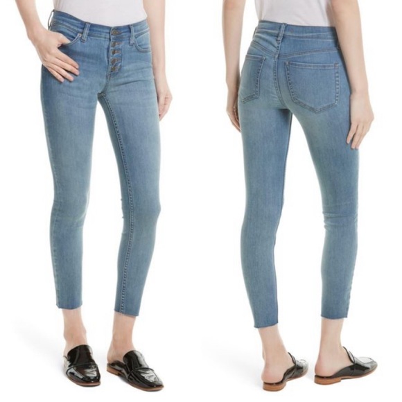 Free People Denim - Free People Reagan Raw Hem Exposed Fly Skinny Jeans